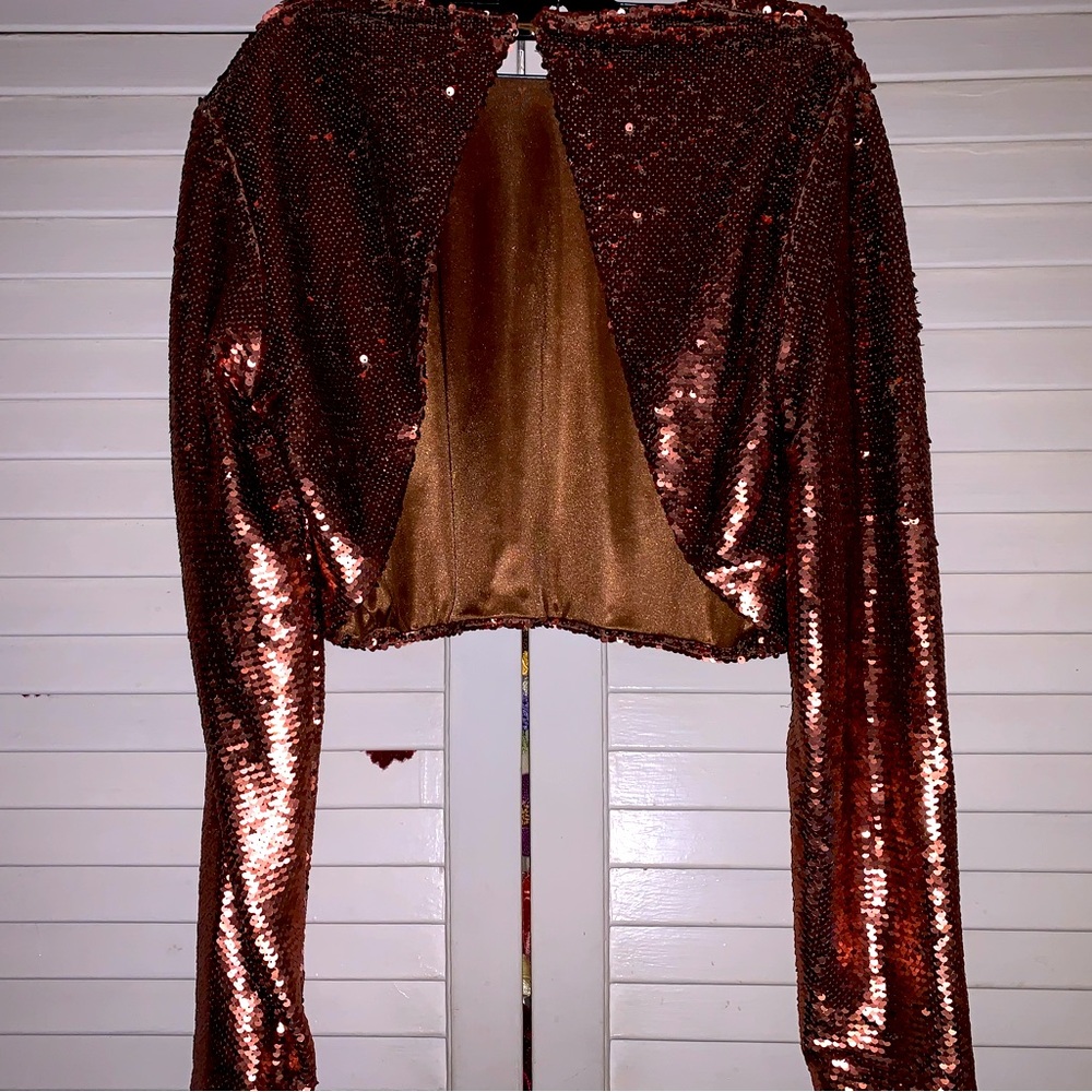 Misguided Copper Sequin Bolero Shrug